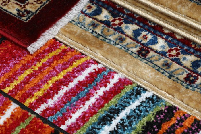 background of modern rugs and Persian rugs for sale in the home decor stall