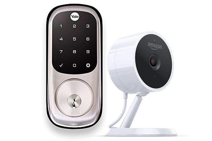 Yale Assure YRD226 Touchscreen Deadbolt in Satin Nickel + Amazon Cloud Cam, works with Amazon Key