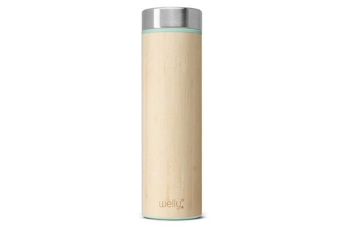 Welly Vacuum Insulated Stainless Steel Bamboo Water Bottle, Double Wall, Wide Mouth, BPA Free