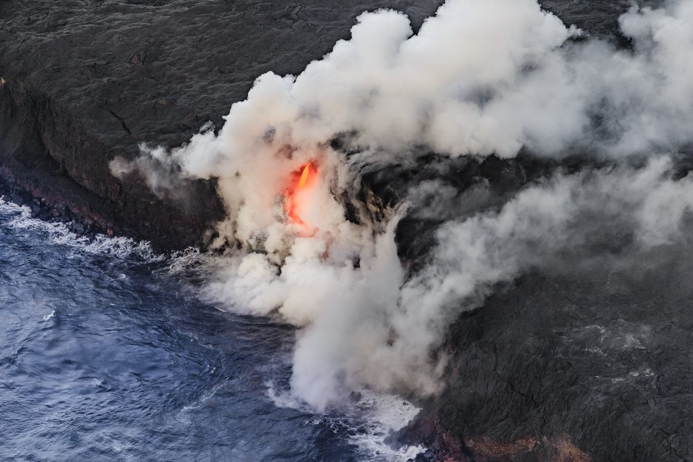 Aerial shot of Pu u O O vent Kilauea Volcano Hawaii Volcanoes National Park Island of Hawaii Hawaii USA