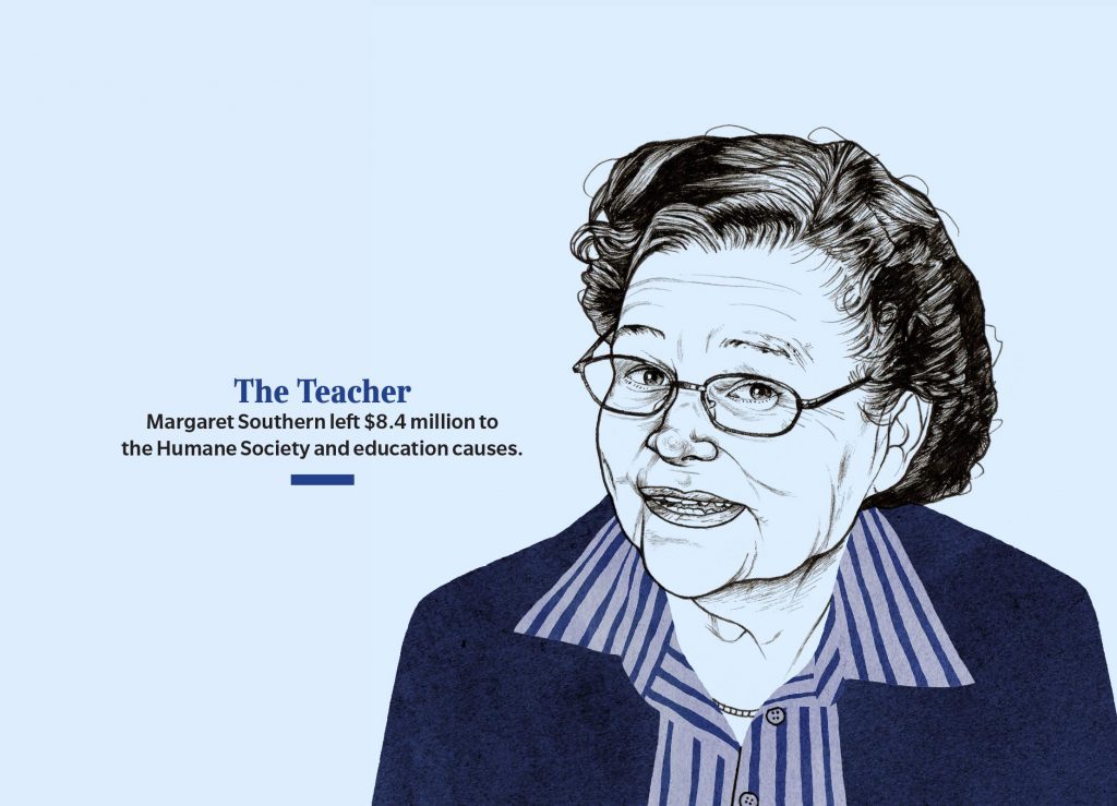 The Teacher Margaret Southern left $8.4 million to the Humane Society and education causes.
