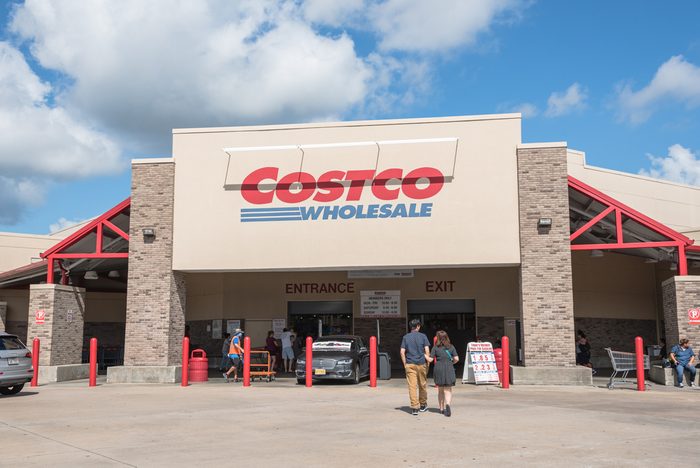 HOUSTON, US - SEP 10, 2016: Costco Wholesale storefront with customers walk in. Costco Wholesale Corporation is largest membership-only warehouse club in US. It has a total of 705 warehouses worldwide