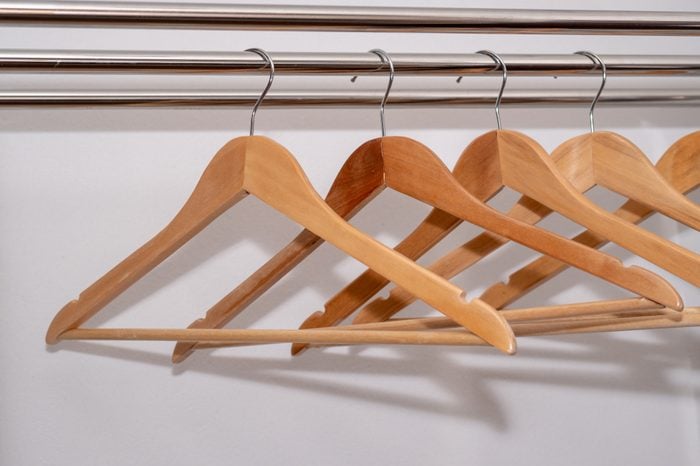 Wooden Coat hangers hook in wardrobe