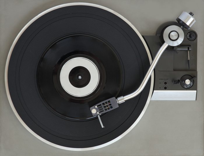 Vintage record player with vinyl record.