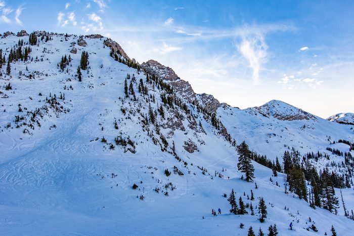 Alpine skiing in Alta, Utah, USA