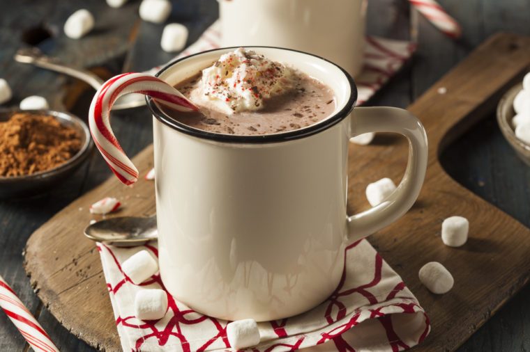Homemade Peppermint Hot Chocolate with Whipped Cream