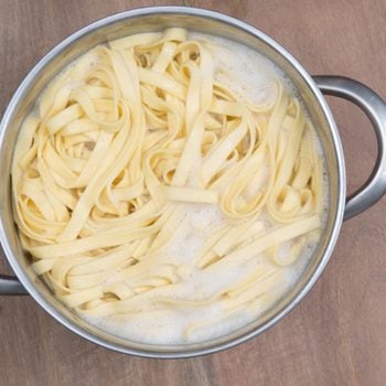 A Food theme: pasta in a boiling water.
