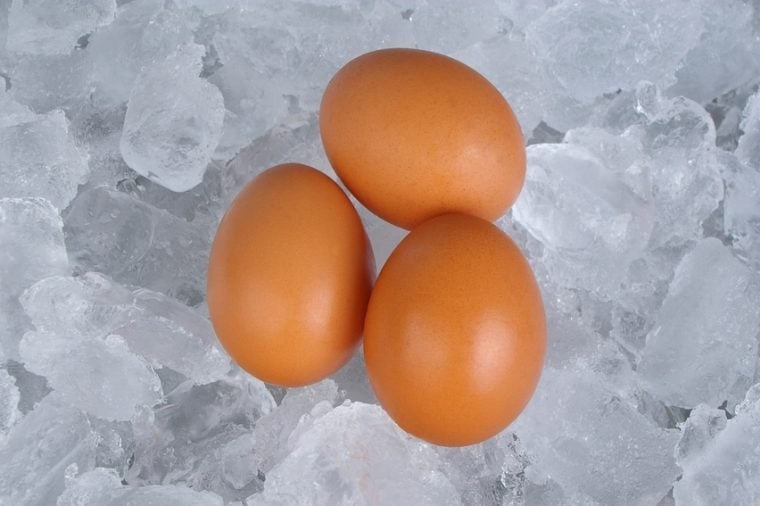 boiled or raw egg as per buffet breakfast on ice