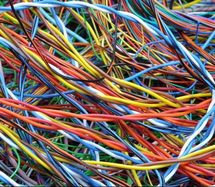 Network chaos of colorful computer cables 