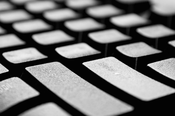 The black computer keyboard close up