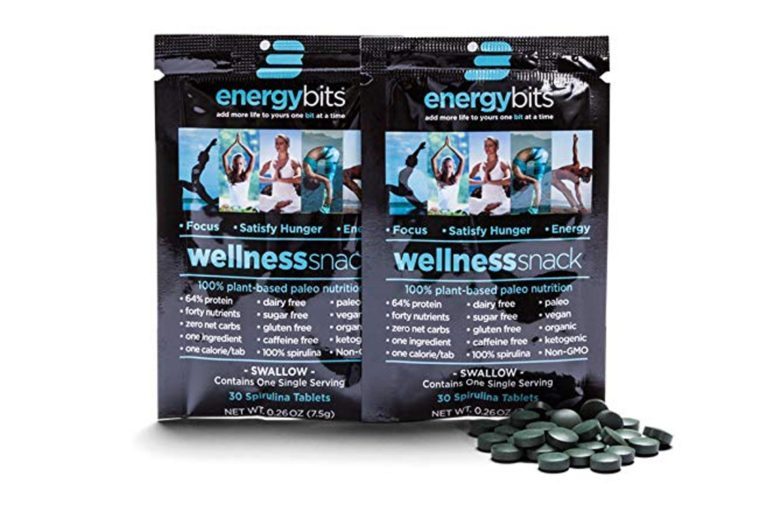 ENERGYbits Pure Organic Spirulina Tablets – Pack of 2 Single Servings (7500mg per serving) – Non-GMO, Non-Irradiated, Raw, Blue Green Algae – Keto, Paleo, Vegan Friendly