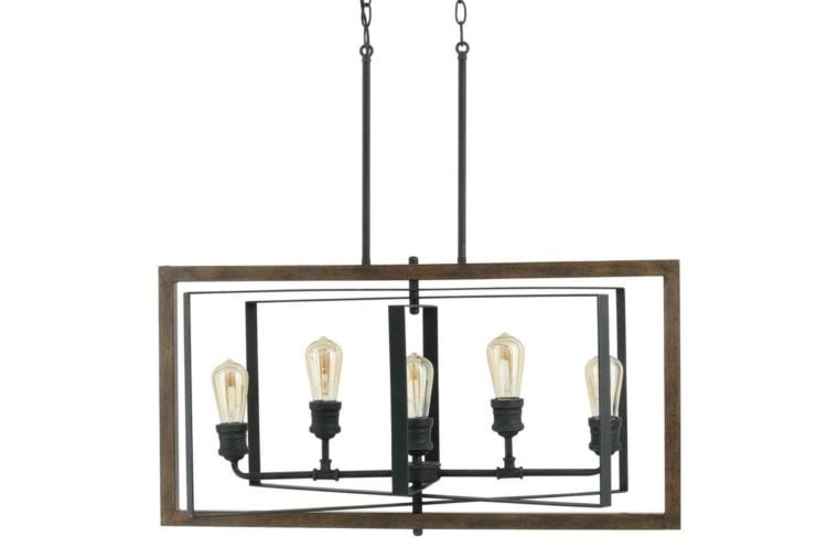 Palermo Grove 31.88 in. 5-Light Black Gilded Iron Linear Chandelier