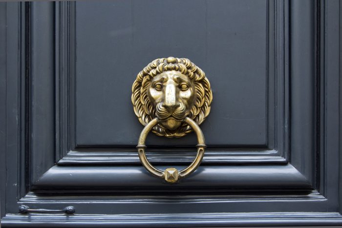 Door handle Lion with ring in mouth