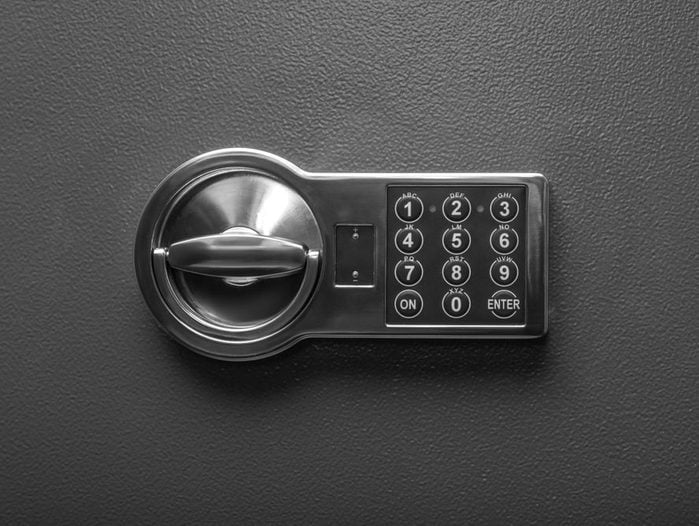 Code lock on the safe door.