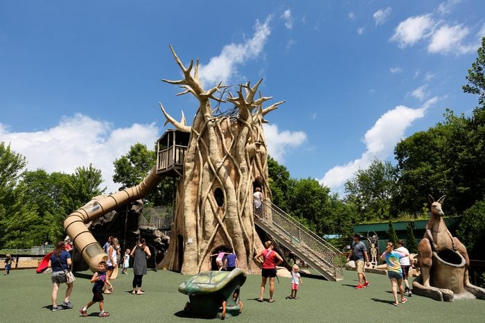 Madison, Wisconsin - July 8, 2017: The playground of Henry Vilas Zoo at Madison. The zoo offering free entry, this zoo features animals from around the world, plus gifts, food & treats.