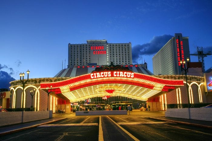 LAS VEGAS JANUARY 31: The Circus Circus hotel and casino on January 31, 2014 in Las Vegas.Circus Circus has the only RV park on the Strip providing additional accommodations in the 399 space park.