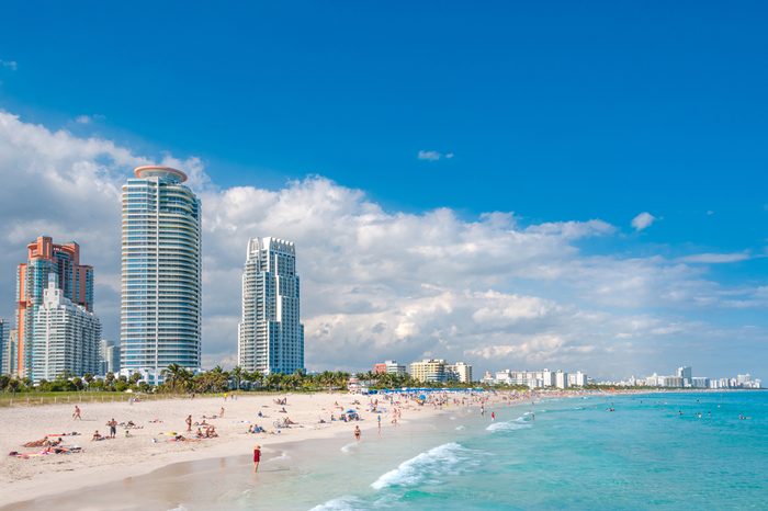 Miami Beach in Florida with luxury apartments and waterway, Florida, USA