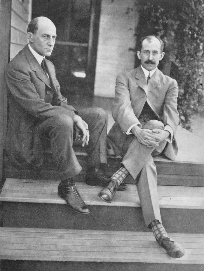 Historical Collection 27 Wilbur and Orville Wright On the Steps of Their Home 1910