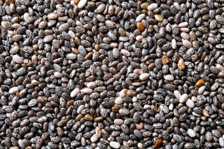 Background of Chia seeds, close up shot.