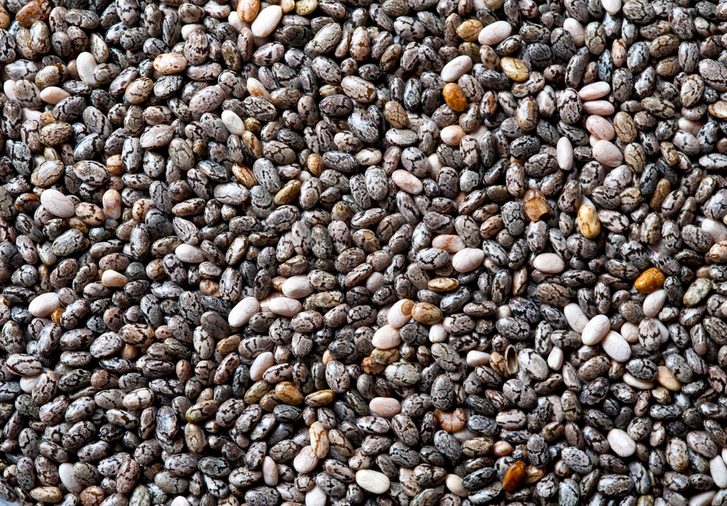 Background of Chia seeds, close up shot.