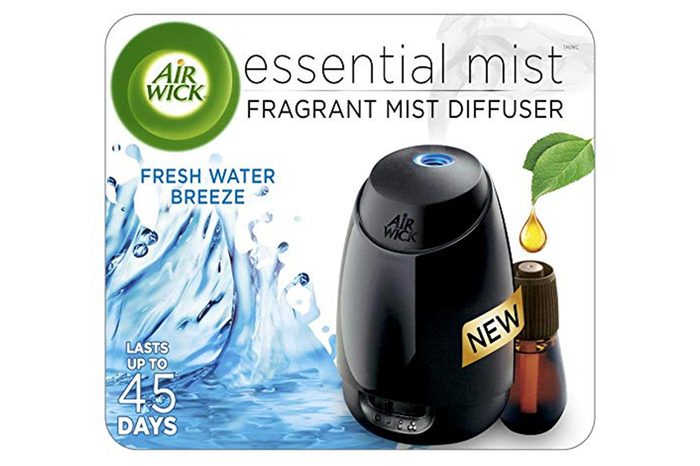 Air Wick Essential Oils Diffuser Mist Kit (Gadget + 1 Refill), Fresh Water Breeze, Air Freshener