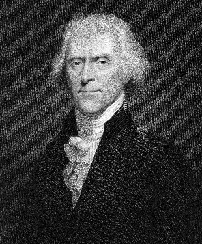 History Thomas Jefferson (1743-1826) 3rd president of the USA. Engraving after portrait by Desnoyers