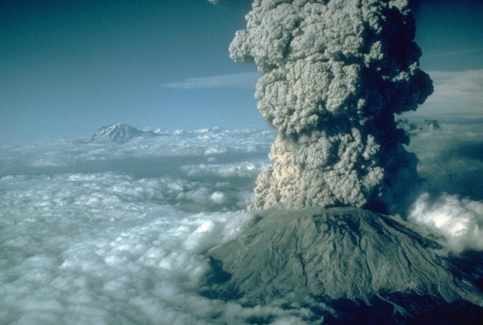 Art - various Eruption of Mount St. Helens, with Mount Rainier, Washington, in the background, July 22, 1980