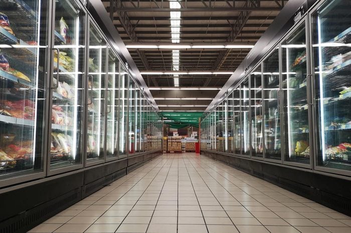 Kota Kemuning, Malaysia - 16 June 2018 : The frozen food aisle in a supermarket in Kota Kemuning, Malaysia.