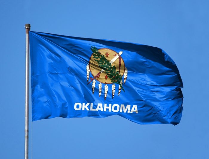 National flag State of Oklahoma on a flagpole
