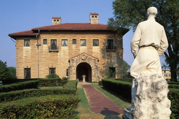 Marland Mansion in Ponca City, OK. Statue by the front entrance.