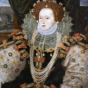 History Elizabeth I (1533-1603) Queen of England and Ireland from 1558, last Tudor monarch. Version of the Armarda portrait attributed to George Gower c1588.