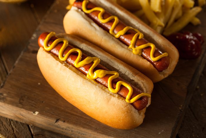 Barbecue Grilled Hot Dog with Yellow Mustard