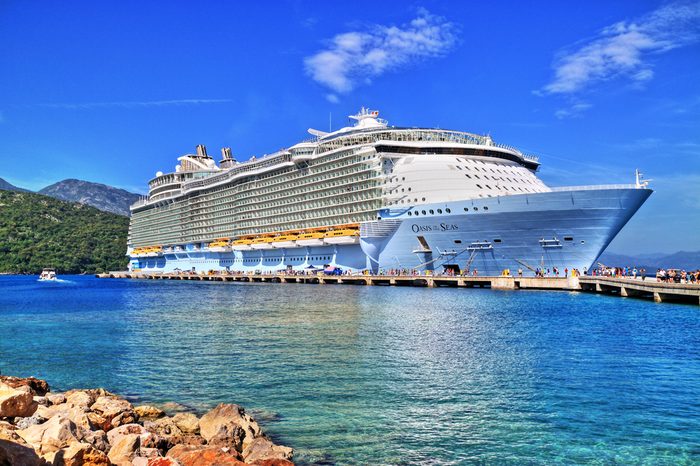 Labadee, Haiti, May 23, 2016: Royal Caribbean, Oasis of the Seas docked in Labadee, Haiti. One of the largest passenger ship ever constructed. HDR image.
