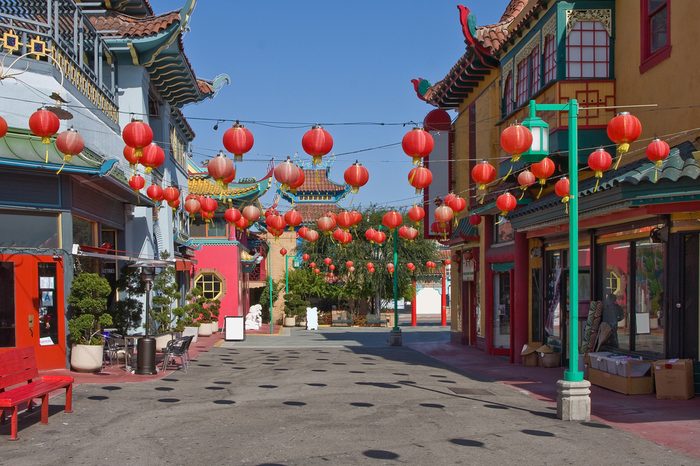 Street view of china town in Los Angeles, California, USA