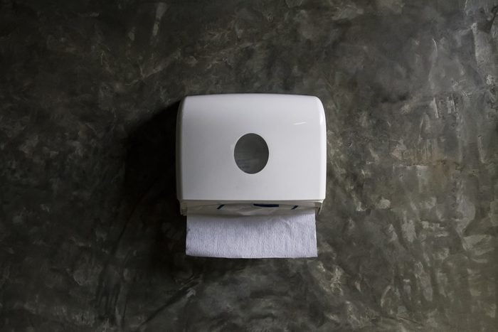 Tissue box on the wall in the bathroom