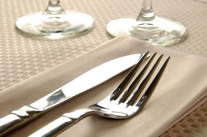 Close up photo of an elegant dinner table setting