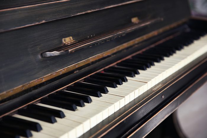 Vintage old piano, close up