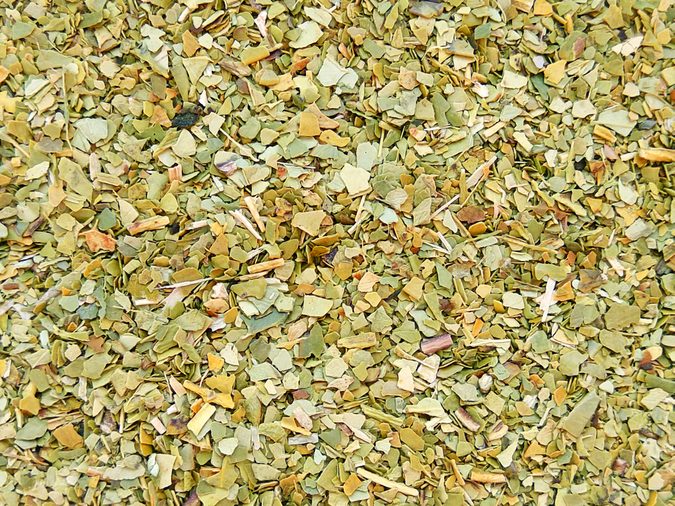 Paraguayan yerba mate tea texture background. Close up photography