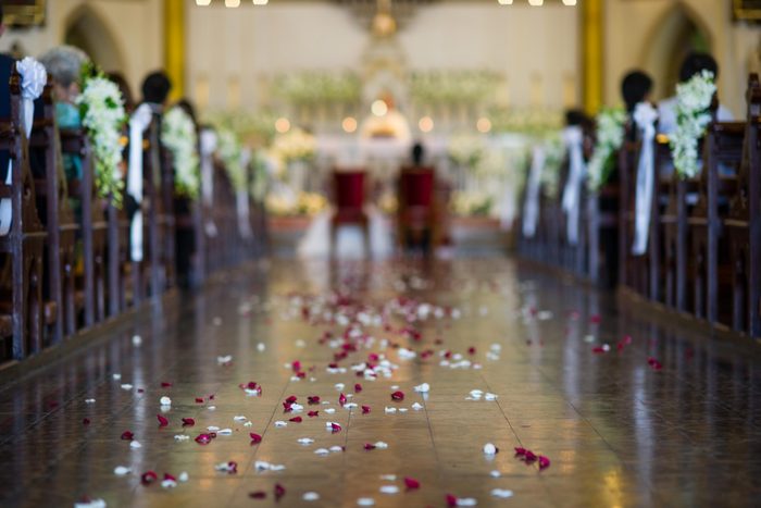 wedding ceremony aisle petals