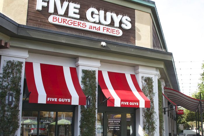Five Guys Burgers and Fries restaurant exterior.