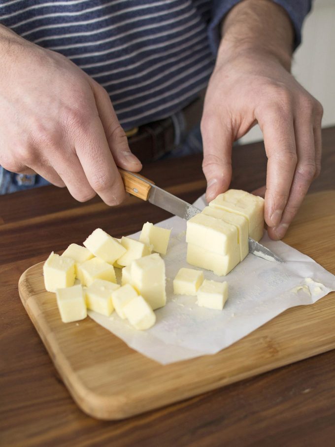 chop butter into cubes