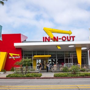 In-N-Out Burger fast food restaurant in Westwood, California.