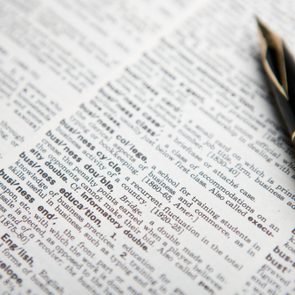 fountain pen and open dictionary