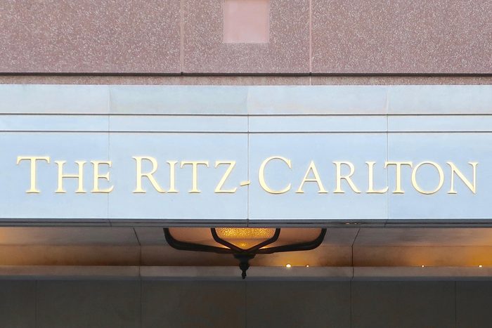 MCLEAN, VA - APRIL 20, 2019: RITZ CARLTON HOTEL - sign at entrance to hotel