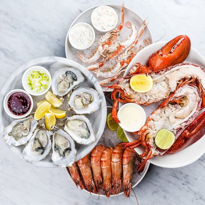 Fresh seafood platter with lobster,mussels and oysters