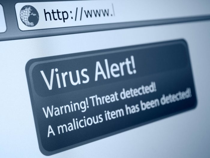 Closeup of Virus Alert Sign