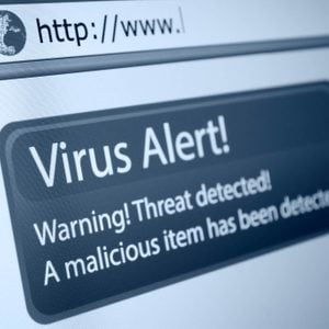 Closeup of Virus Alert Sign