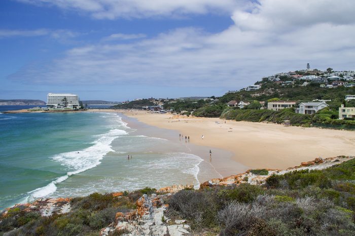 Beach and Coastline with Houses at Plettenberg Bay in South Africa