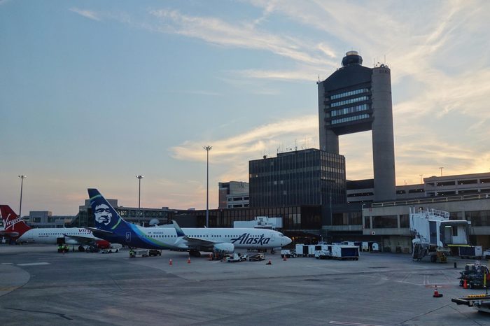 BOSTON, MA -4 AUG 2017- View of the Boston Logan International Airport (BOS) in Boston, Massachusetts.