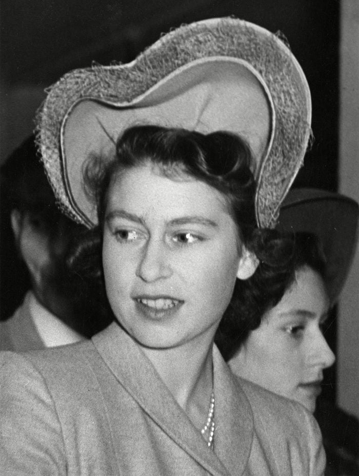 Historical Collection 170 Princess Elizabeth Pictured in November 1946 Wearing A Hat Worn On the Back of the Head Forming A Heart Shaped Double Halo and Trimmed with Veiling 1946